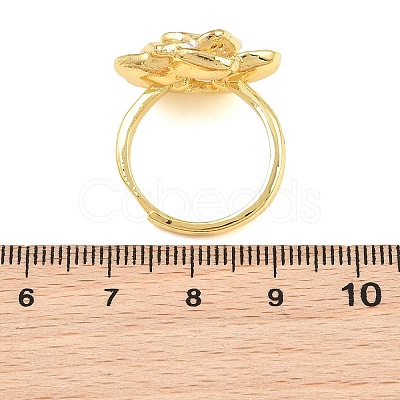 Flower Brass Micro Pave Cubic Zirconia & Enamel Cuff Ring Settings KK-CBAC351-06G-04-1