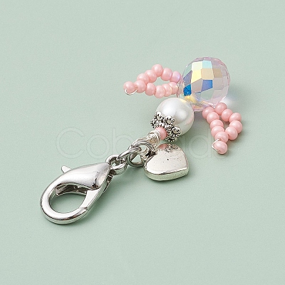 Angel Glass Seed Beads Pendant Decorations HJEW-MZ00109-04-1