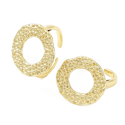 Rack Plating Donut Brass Open Cuff Rings RJEW-B044-01G-1