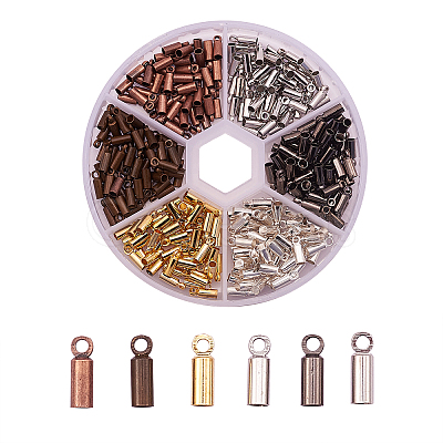 300Pcs 6 Colors Brass Cord Ends KK-CJ0001-68-1