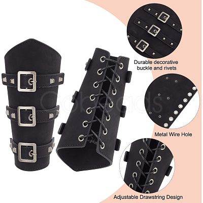 Leatheroid Punk Style Cuff Wristband for Bikers AJEW-WH0020-38B-1