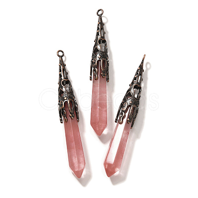 Cherry Quartz Glass Pointed Big Pendants G-P560-02R-07-1
