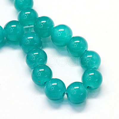Baking Paint Imitation Jade Glass Round Bead Strands X-DGLA-Q021-10mm-07-1