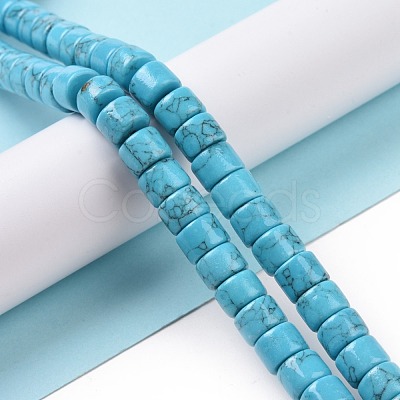 Synthetic Turquoise Column Bead Strands G-E266-04B-1