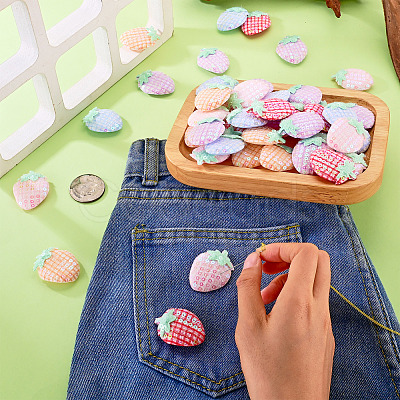 50Pcs 5 Colors Strawberry Cloth Ornament Accessories PATC-TA0001-44-1
