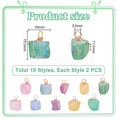 20Pcs 10 Styles Electroplated Natural Quartz Nuggets Pendants FIND-AR0005-64-1
