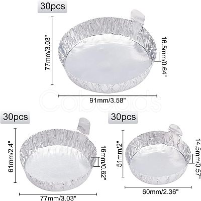 90Pcs 3 Style Aluminum Foil Weighing Dish AJEW-OC0002-56-1