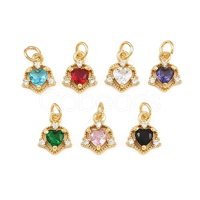 Brass Micro Pave Cubic Zirconia Charms KK-Q085-09G-1
