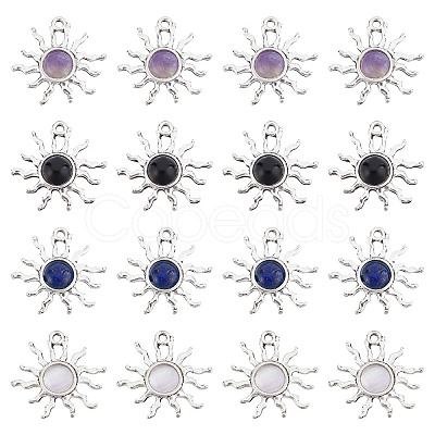 20Pcs Natural Gemstone Pendants FIND-SC0003-99-1
