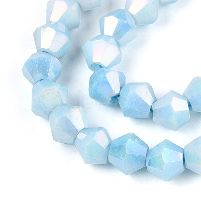Anti-Tarnish Electroplate Bicone Glass Beads Strands EGLA-T021-6mm-16-08-1