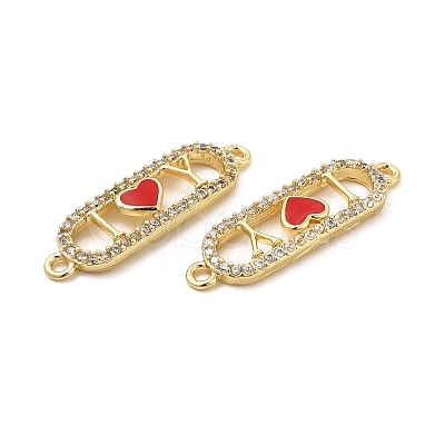 Brass Micro Pave Clear Cubic Zirconia Connetor Charms KK-E068-VB404-2-1