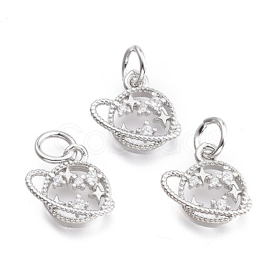 Brass Micro Pave Cubic Zirconia Pendants KK-P187-06P-1