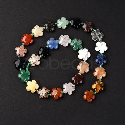 Mixed Natural Gemstone Flower Beads Strands G-L241B-07-1