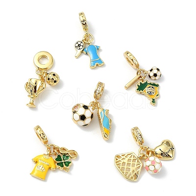 6Pcs 6 Styles Brass Enamel European Dangle Charms KK-CJ0003-95-1