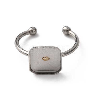 304 Stainless Steel Open Cuff Ring Components STAS-S134-01P-E01-1