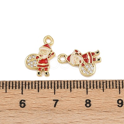 Brass Micro Pave Cubic Zirconia Charms KK-Z129-01G-04-1