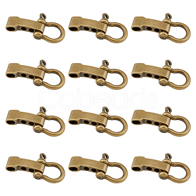 12Pcs Tibetan Style Alloy D-Ring Anchor Shackle Clasps FIND-FH0008-01-1