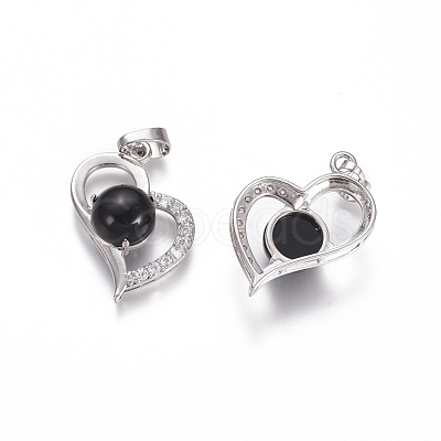 Natural Black Agate Pendants G-L512-O09-1