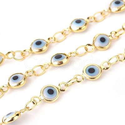 Handmade Evil Eye Lampwork Link Chains CHC-F009-01A-G02-1