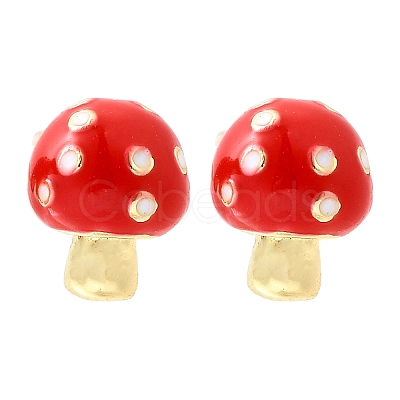 Brass Enamel Stud Earrings EJEW-F372-01B-G-1