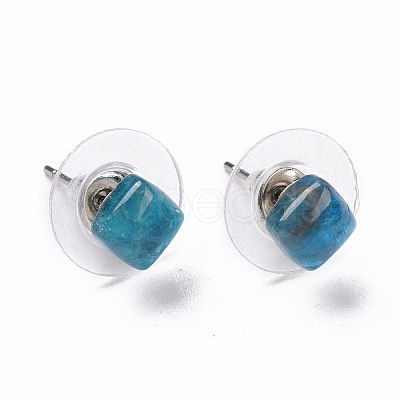 Natural Apatite Ear Studs EJEW-K091-01P-02-1