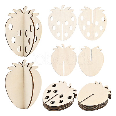 24Pcs 2 Styles Unfinished Wood Strawbeery Ornaments WOOD-SC0002-26-1
