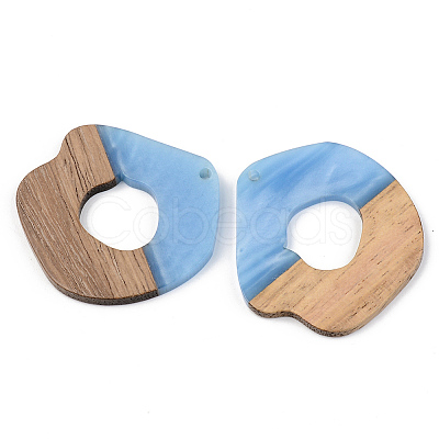 Opaque Resin & Walnut Wood Pendants RESI-S389-050A-C01-1