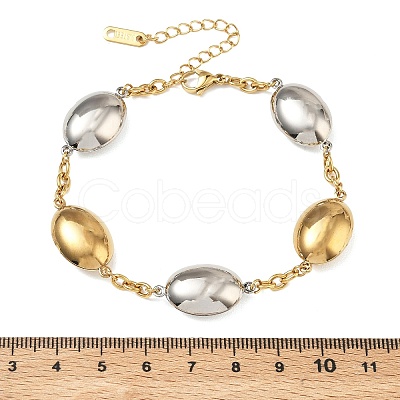 Two Tone Oval 304 Stainless Steel Link Bracelets for Women BJEW-A169-12GP-1