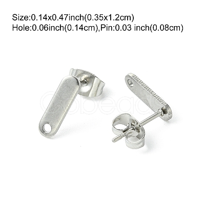 10Pcs 201 Stainless Steel Stud Earring Findings with Hole EJEW-FS0001-14D-1