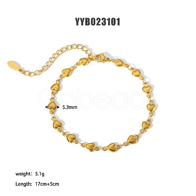 Simple 304 Stainless Steel Heart Link Chain Bracelets PM6439-19-1