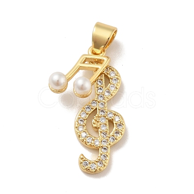 Brass Micro Pave Cubic Zirconia Pendants KK-B059-06G-1