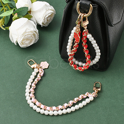 2Pcs 2 Colors Alloy Flower Phone Hand Strap Chains AJEW-SC0004-10D-1