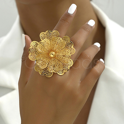 Elegant Middle Eastern Style Flower Iron Cuff Rings for Wedding Party RY8475-1