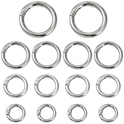 15Pcs 3 Styles Zinc Alloy Spring Gate Rings FIND-YW0011-76-1