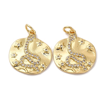 Brass Micro Pave Cubic Zirconia Pendants KK-P308-79G-1