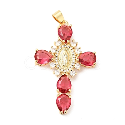 Rack Plating Brass Micro Pave Cubic Zirconia Pendants ZIRC-I059-15G-1