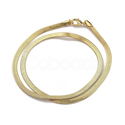 Brass Flat Snake Chain Necklaces for Women NJEW-U035-05G-1