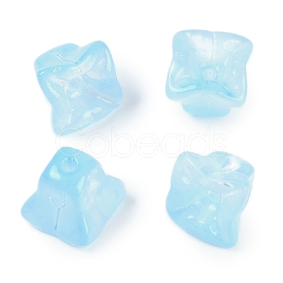 Transparent Spray Paint Glass Beads GLAA-H035-03G-1