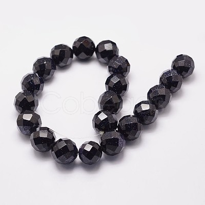 Synthetic Blue Goldstone Beads Strands G-N0178-05-16mm-1