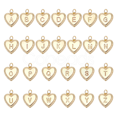 26Pcs 26 Styles Brass Initial Pendants KK-UN0005-84-1
