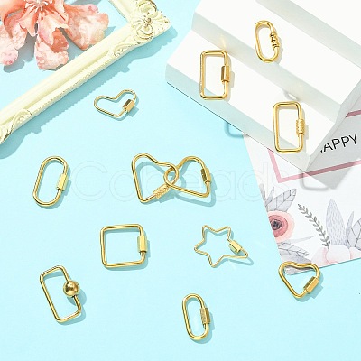 12Pcs 12 Styles 304 Stainless Steel Keychain Clasps Ion Plating(IP) STAS-CJ0003-29-1