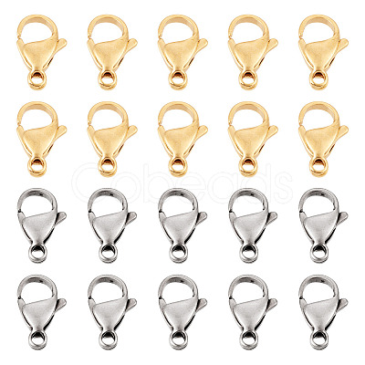 100Pcs 2 Colors 304 Stainless Steel Lobster Claw Clasps Sets STAS-YS0001-26A-1