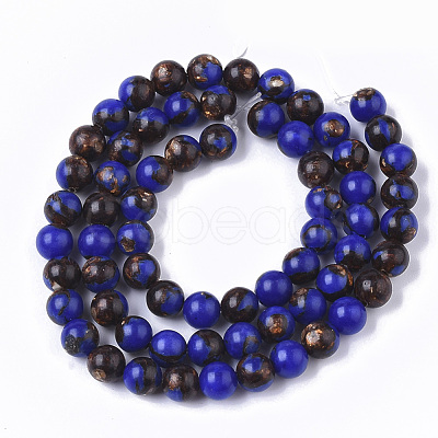 Assembled Bronzite and Natural Lapis Lazuli Beads Strands G-S366-026B-1