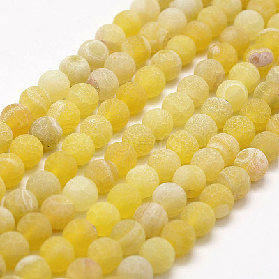 Frosted Natural Weathered Agate Beads Strands G-F367-6mm-11-1