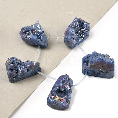 Electroplated Natural Druzy Agate Beads Strands G-N0259-07-1