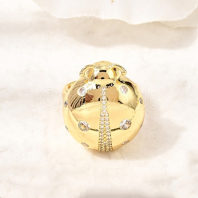 Brass Micro Pave Cubic Zirconia Cuff Open Rings RJEW-D346-01G-02-1