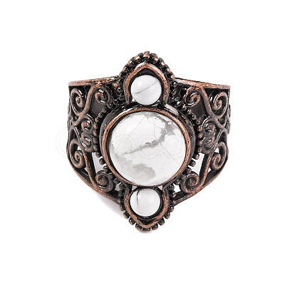 Natural Howlite Retro Finger Rings RJEW-B067-01R-20-1