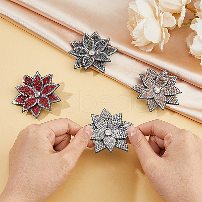 4Pcs 4 Colors Rhinestone with PU Leather Iron/Sew on Appliques DIY-FH0006-99-1