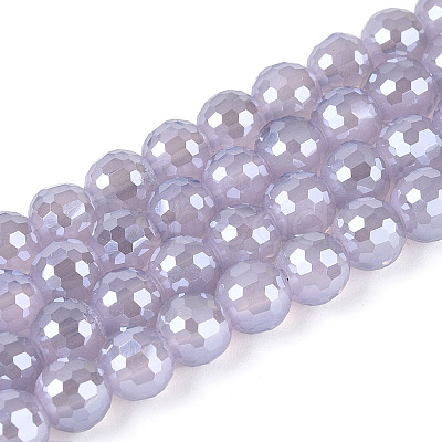 Electroplate Opaque Solid Color Glass Beads Strands GLAA-TAC0009-05B-01-1