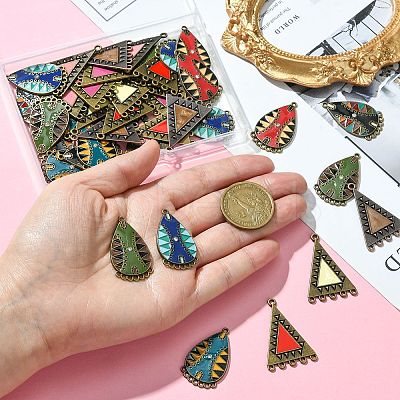 40Pcs 10 Styles Alloy Enamel Chandelier Component Links FIND-CJ0001-81-1